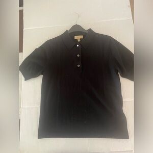 Burberry Women’s Pearl Button Polo in Black